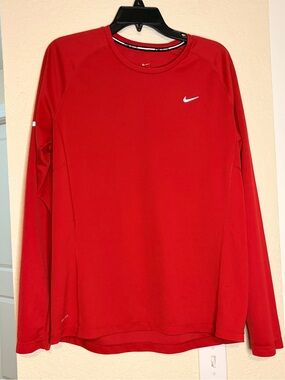 Nike Miler Dri-FIT Running Long Sleeve Shirt Red Size L